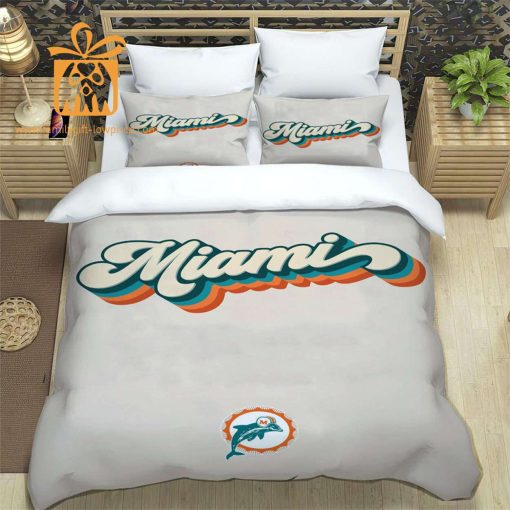 Miami Dolphins Bed Set, Custom Cute Bed Sets with Name & Number, Miami Dolphins Gifts for Him & Her