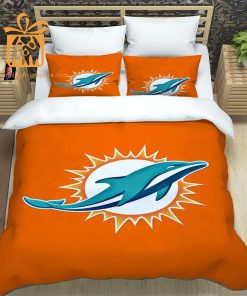 Miami Dolphins Bed Set, Custom Cute Bed Sets with Name & Number, Miami Dolphins Gifts for Him & Her 2