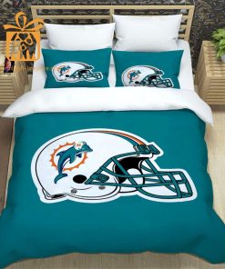 Miami Dolphins Bed Set, Custom Cute Bed Sets with Name & Number, Miami Dolphins Gifts for Him & Her 3