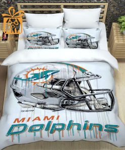 Miami Dolphins Bed Set, Custom Cute Bed Sets with Name & Number, Miami Dolphins Gifts for Him & Her 4