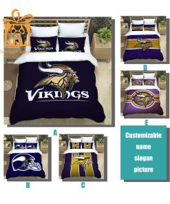 Minnesota Vikings Bedding NFL Set, Custom Cute Bed Sets with Name & Number, Minnesota Vikings Gifts