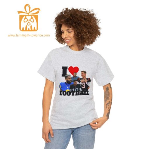 NFL All-Star ‘I Love Football’ T-Shirt – Vintage Joe Burrow, Jimmy Garoppolo, Odell Beckham Jr., & Jalen Hurts Fan Gear