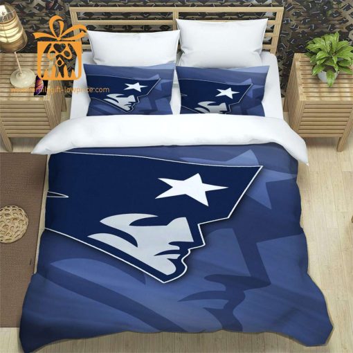 New England Patriots Bedding NFL Set, Custom Cute Bed Sets with Name & Number, Patriots Football Gifts