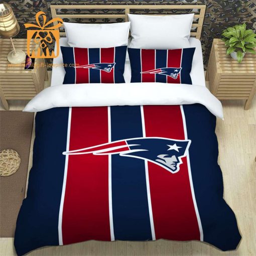 New England Patriots Bedding NFL Set, Custom Cute Bed Sets with Name & Number, Patriots Football Gifts