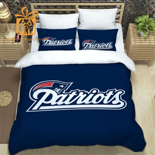 New England Patriots Bedding NFL Set, Custom Cute Bed Sets with Name & Number, Patriots Football Gifts