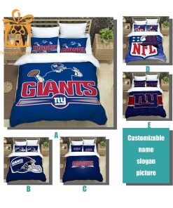 New York Giants Bedding NFL Set, Custom Cute Bed Sets with Name & Number, Gifts for Giants Fans