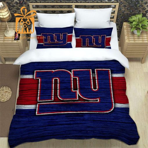 New York Giants Bedding NFL Set, Custom Cute Bed Sets with Name & Number, Gifts for Giants Fans