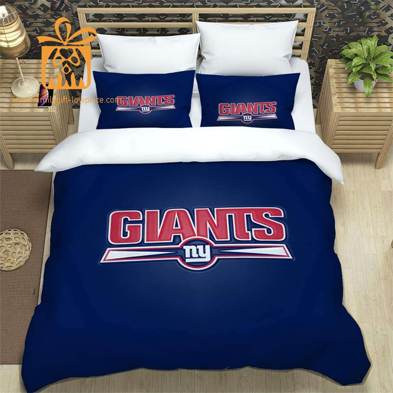 New York Giants Bedding NFL Set, Custom Cute Bed Sets with Name & Number, Gifts for Giants Fans