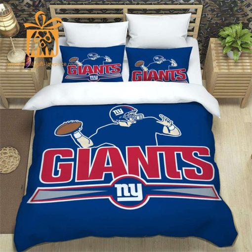 New York Giants Bedding NFL Set, Custom Cute Bed Sets with Name & Number, Gifts for Giants Fans