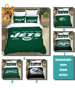 New York Jets Bed Set, Custom Cute Bed Sets with Name & Number, NY Jets Gifts