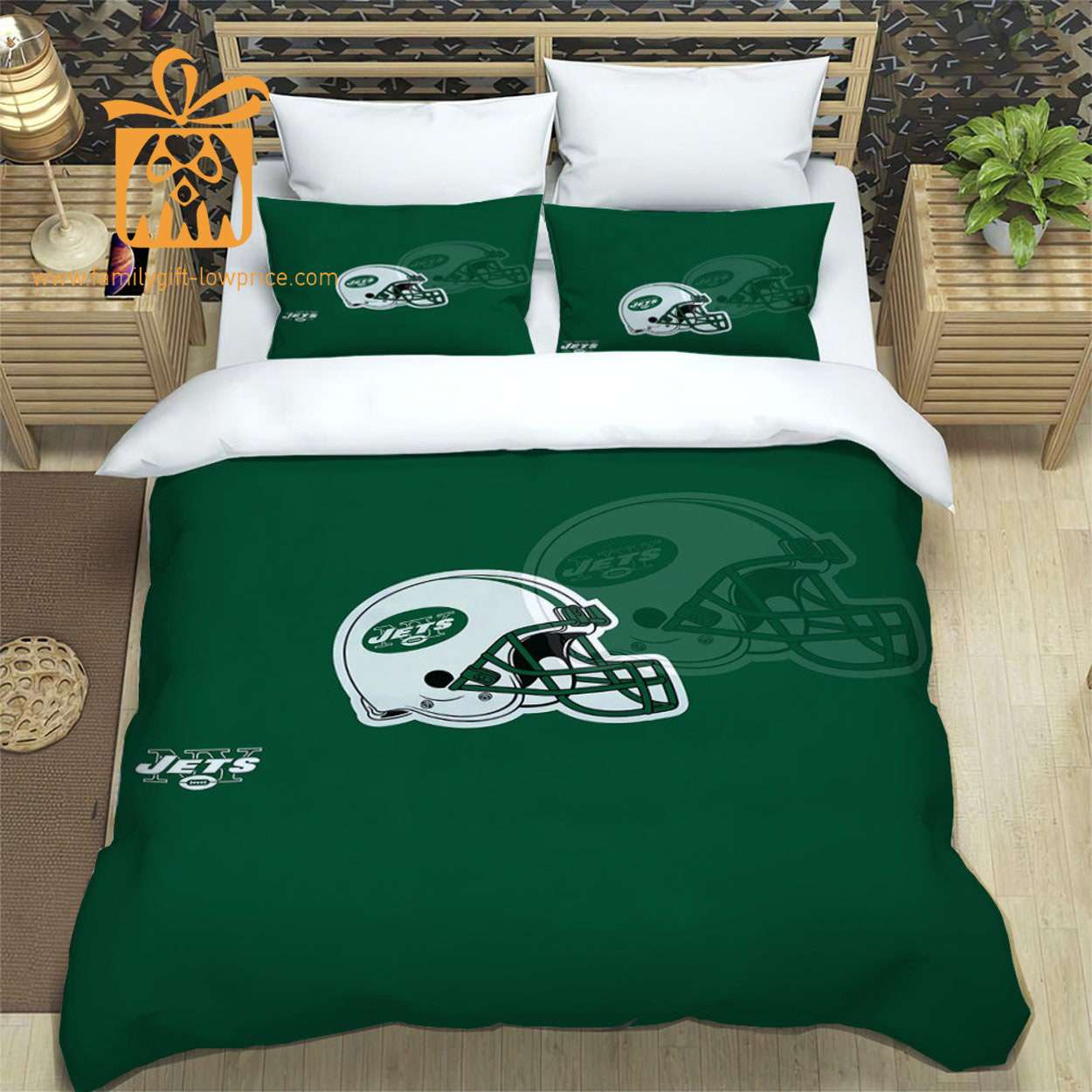 New York Jets Bed Set, Custom Cute Bed Sets with Name & Number, NY Jets Gifts