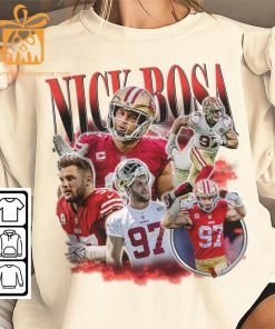 Nick Bosa San Francisco 49ers Shirt 90s Vintage Style American Sport Unisex Gift for Fans Retro Hoodie 3
