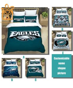 Philadelphia Eagles Bedding NFL Set, Custom Cute Bed Sets with Name & Number, Philadelphia Eagles Gifts