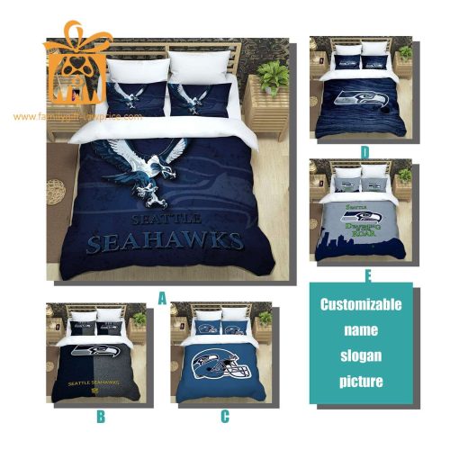 Seattle Seahawks Bedding NFL Set, Custom Cute Bed Sets with Name & Number, Seattle Seahawks Gifts