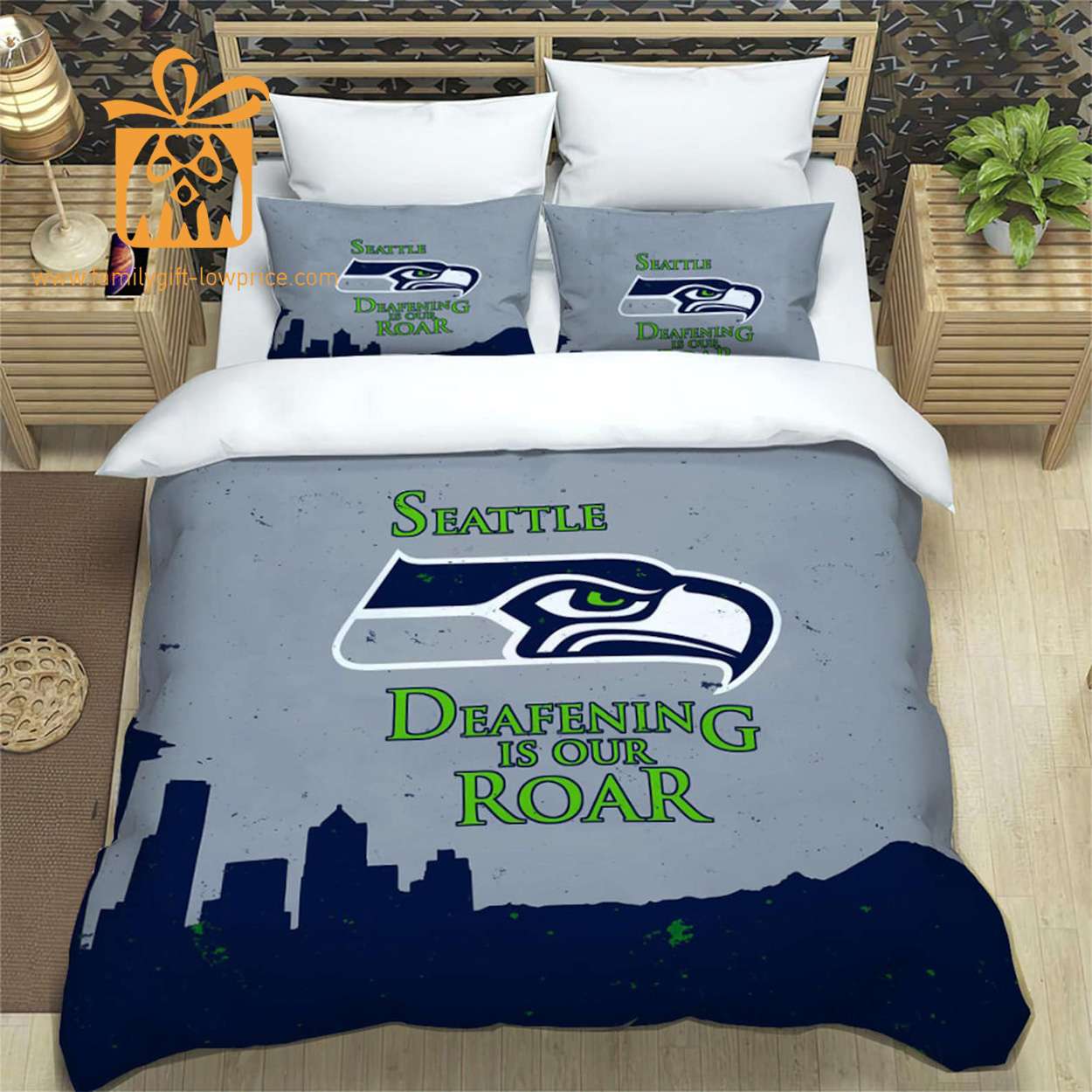 Seattle Seahawks Bedding NFL Set, Custom Cute Bed Sets with Name & Number, Seattle Seahawks Gifts