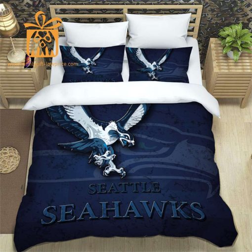 Seattle Seahawks Bedding NFL Set, Custom Cute Bed Sets with Name & Number, Seattle Seahawks Gifts