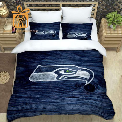 Seattle Seahawks Bedding NFL Set, Custom Cute Bed Sets with Name & Number, Seattle Seahawks Gifts