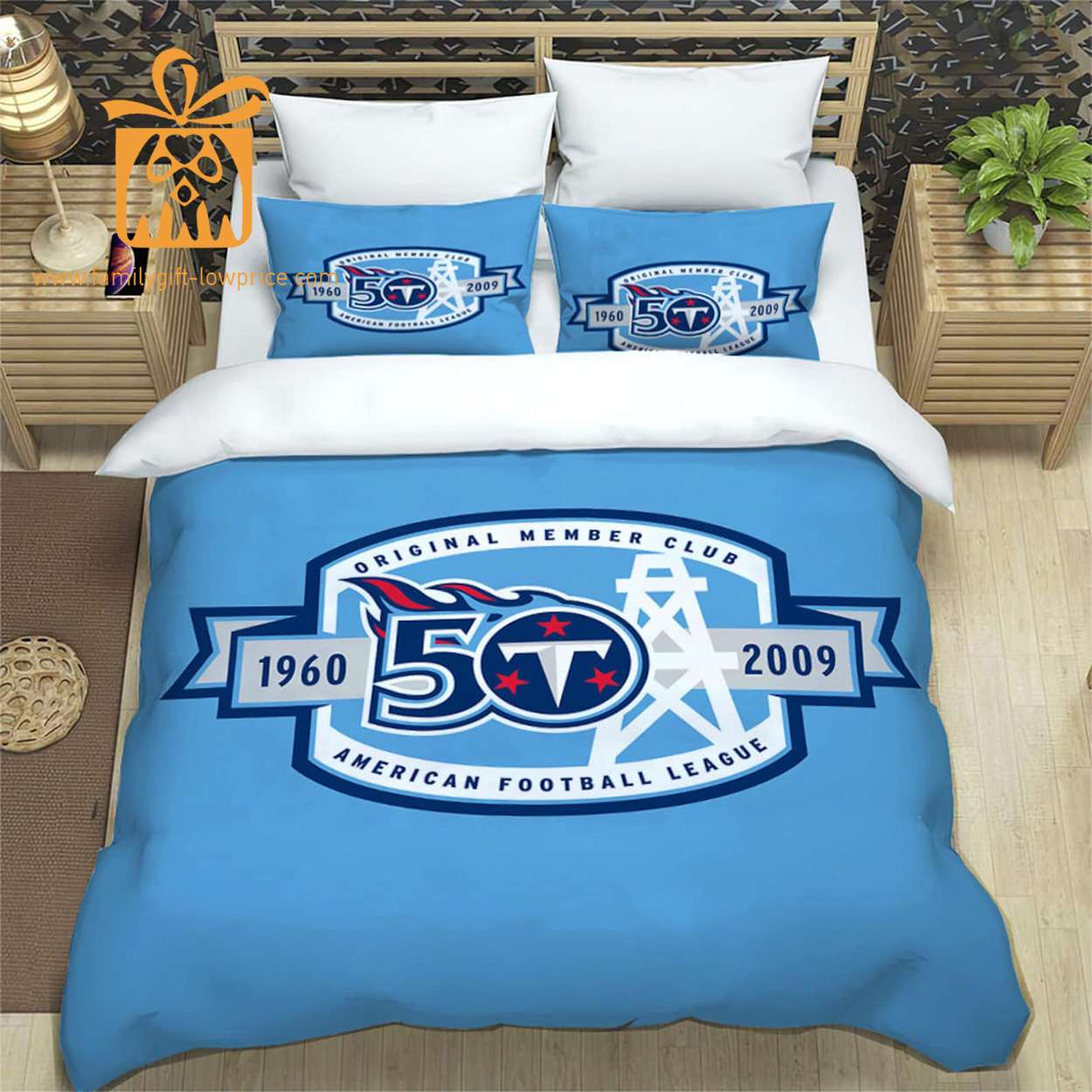 Tennessee Titans Bedding NFL Set, Custom Cute Bed Sets with Name & Number, Tennessee Titans Gifts