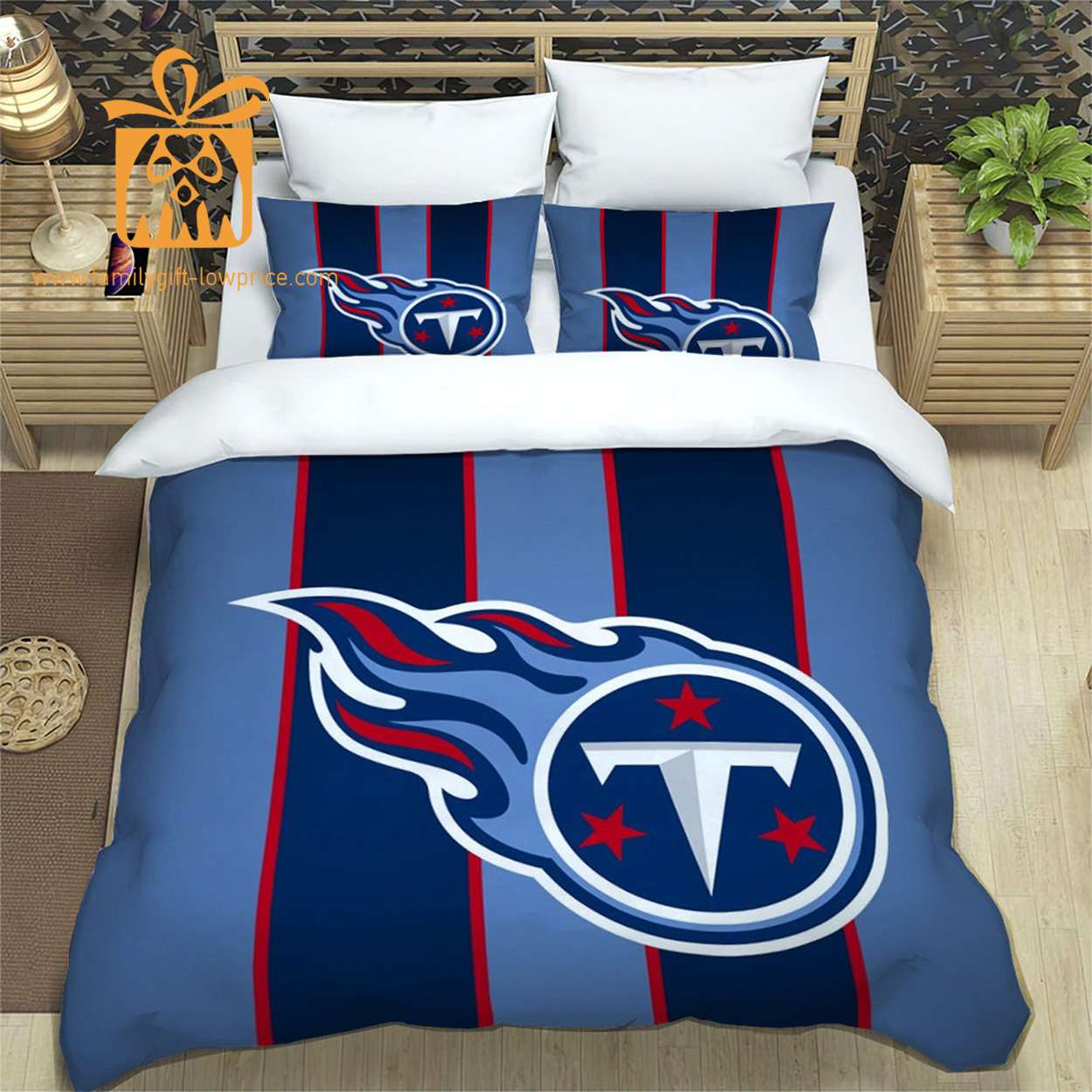 Tennessee Titans Bedding NFL Set, Custom Cute Bed Sets with Name & Number, Tennessee Titans Gifts