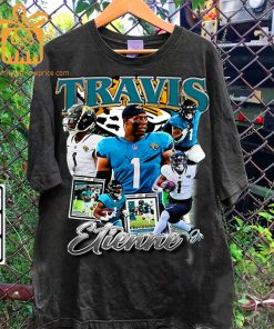 Travis Etienne Retro T Shirt 90s Vintage NFL Shirts Oversized American Football T Shirt