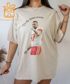 Travis Kelce Tis the Damn Season T Shirt NFL Kansas City Chiefs Spirit Meets Taylor Swift Lyrics or Ultimate Gift for NFL Fans Swifties 1