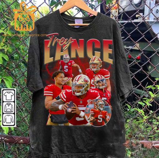Trey Lance Retro T-Shirt – 90s Vintage NFL Shirts – Oversized American Football T-Shirt