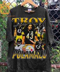 Troy Polamalu Retro T-Shirt – 90s Vintage NFL Shirts – Oversized American Football T-Shirt