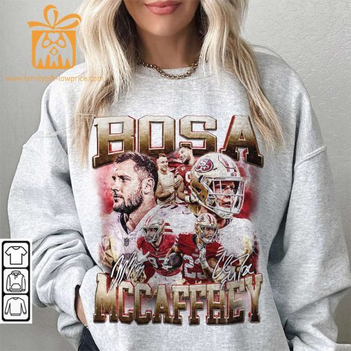 Vintage 90s Inspired Christian McCaffrey & Nick Bosa Shirt – 49ers Football Collectible, Perfect for Father’s Day & Christmas