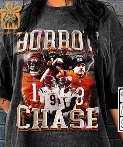 Vintage 90s Inspired Joe Burrow Ja'Marr Chase Shirt Cincinnati Bengals Football Collectible Perfect for Fathers Day Christmas