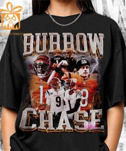 Vintage 90s Inspired Joe Burrow Ja'Marr Chase Shirt Cincinnati Bengals Football Collectible Perfect for Fathers Day Christmas 4