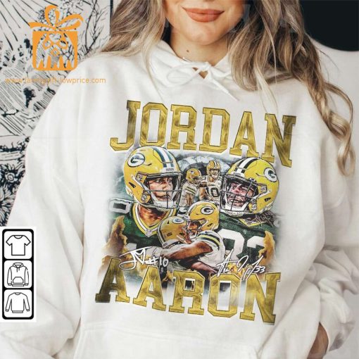 Vintage 90s Inspired Jordan Love & Aaron Jones Shirt – Green Bay Packers Football Collectible, Perfect for Father’s Day & Christmas