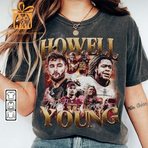 Vintage 90s Inspired Sam Howell & Chase Young Shirt – Commanders Football Collectible, Perfect for Father’s Day & Christmas