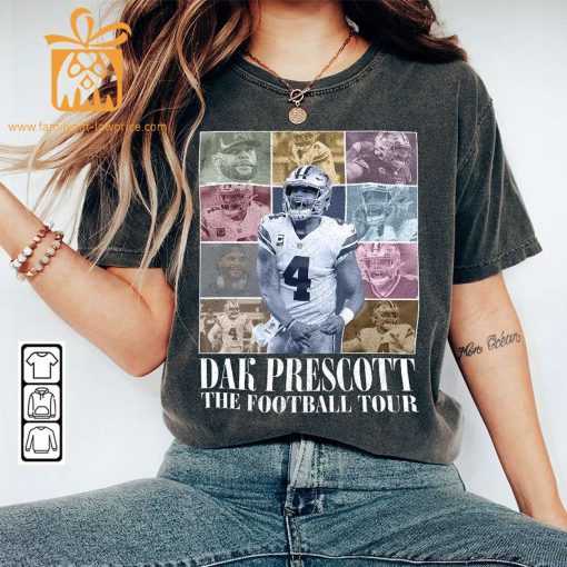 Vintage Dak Prescott T-Shirt – Retro 90s Dallas Cowboys Bootleg Design – Must-Have Football Tour Fan Gear