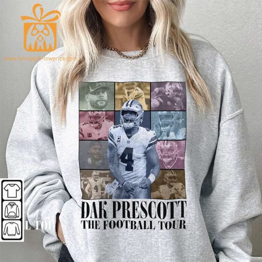 Vintage Dak Prescott T-Shirt – Retro 90s Dallas Cowboys Bootleg Design – Must-Have Football Tour Fan Gear