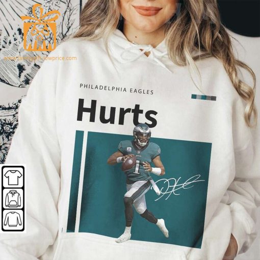 Vintage Jalen Hurts #1 Eagles Football T-Shirt – Retro 90s Bootleg Graphic Tee – Collectible Sports Merchandise