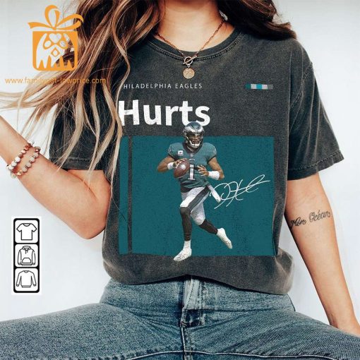 Vintage Jalen Hurts #1 Eagles Football T-Shirt – Retro 90s Bootleg Graphic Tee – Collectible Sports Merchandise