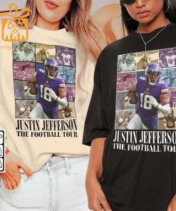 Vintage Justin Jefferson T-Shirt – Retro 90s Minnesota Vikings Bootleg Design – Must-Have Football Tour Fan Gear