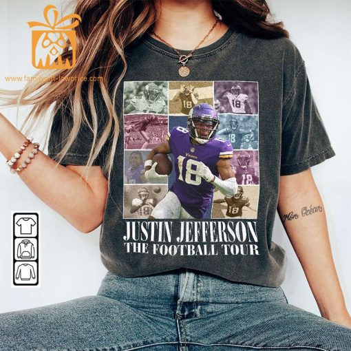 Vintage Justin Jefferson T-Shirt – Retro 90s Minnesota Vikings Bootleg Design – Must-Have Football Tour Fan Gear