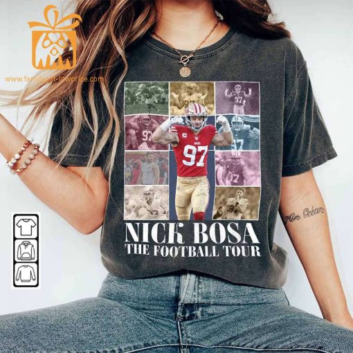 Vintage Nick Bosa T-Shirt – Retro 90s San Francisco 49ers Bootleg Design – Must-Have Football Tour Fan Gear