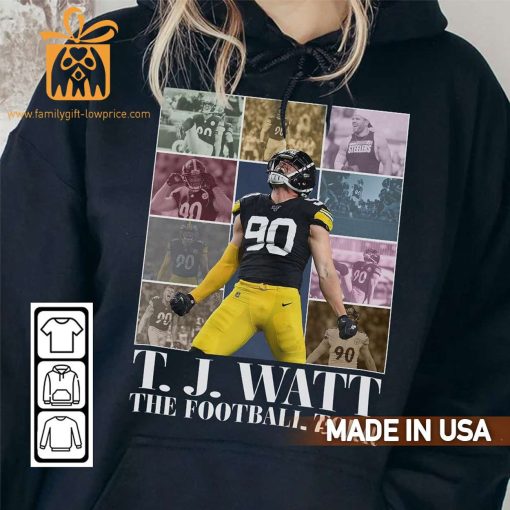 Vintage T. J. Watt T-Shirt – Retro 90s Pittsburgh Steelers Bootleg Design – Must-Have Football Tour Fan Gear
