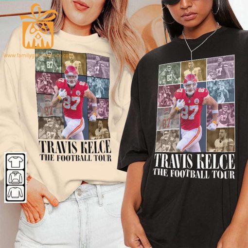 Vintage Travis Kelce T-Shirt – Retro 90s Kansas City Chiefs Bootleg Design – Must-Have Football Tour Fan Gear