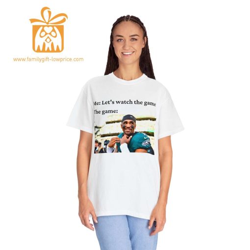 Watch the Game with Jalen Hurts T-Shirt, Philadephia Eagles Team Gear, Vintage NFL Shirt, Hurts Merchandise for Fans