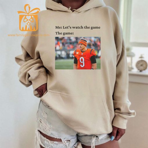 Watch the Game with Joe Burrow T-Shirt, Cincinnati Bengals Team Gear, Vintage NFL Shirt, Burrow Merchandise for Fans
