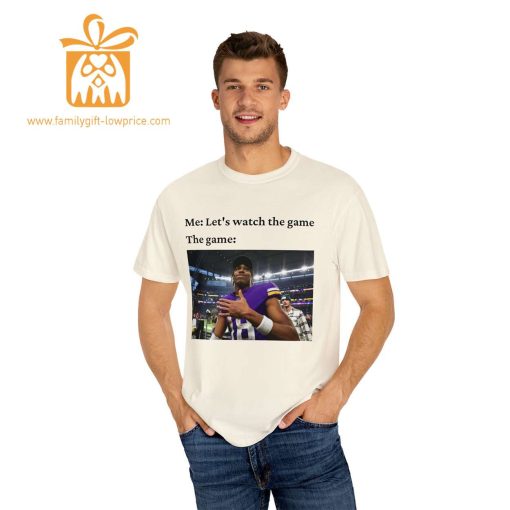 Watch the Game with Justin Jefferson T-Shirt, Minnesota Vikings Team Gear, Vintage NFL Shirt, Jefferson Merchandise for Fans