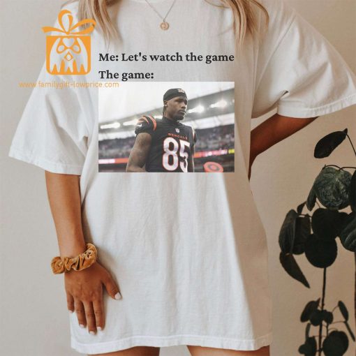 Watch the Game with Tee Higgins T-Shirt, Cincinnati Bengals Team Gear, Vintage NFL Shirt, Higgins Merchandise for Fans