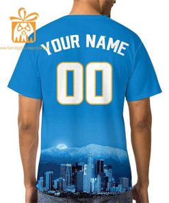 Los Angeles Chargers T Shirt: Custom Football Shirts with Personalized Name & Number – Ideal for Fans 1