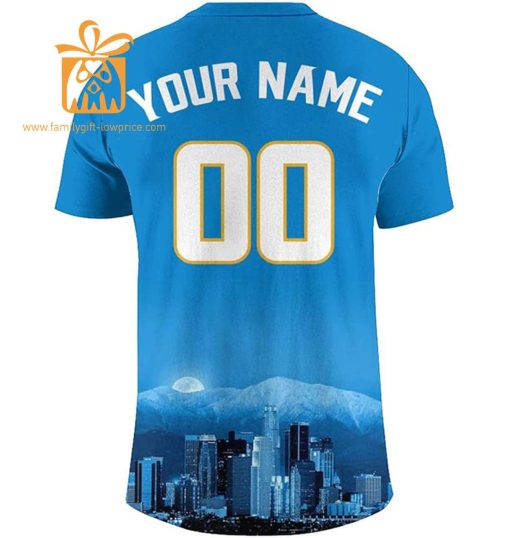 Los Angeles Chargers T Shirt: Custom Football Shirts with Personalized Name & Number – Ideal for Fans