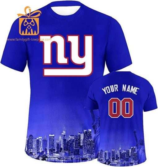 New York Giants T Shirt: Custom Football Shirts with Personalized Name & Number – Ideal for Fans