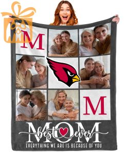 Best Mom Ever Custom Blankets with Pictures for Mothers Day NFL Arizona Cardinals Gift for Mom