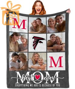 Best Mom Ever Custom Blankets with Pictures for Mothers Day NFL Atlanta Falcons Gift for Mom